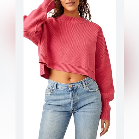 Free People Sweaters - Free People Women's Easy Street Crop Pullover Sweater - Pink/Rose - XS - NWT